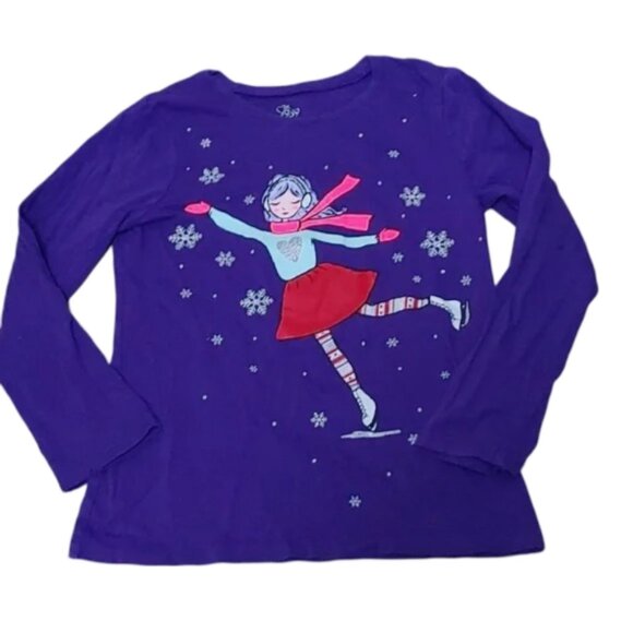 3/$25 The Children's Place dark blueish purplish figure skater long sleeve - Picture 1 of 5